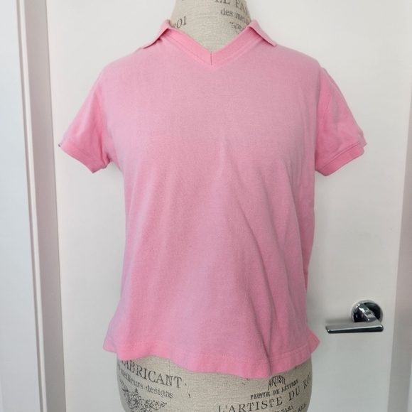 Vintage Tops - 90s Pink Knit Polo Shirt